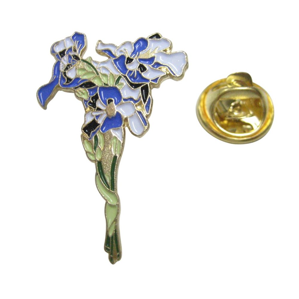 Violet and White Toned Iris Flower Lapel Pin
